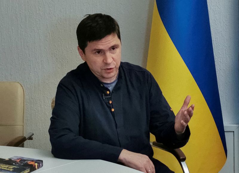 &copy; Reuters. FILE PHOTO: Mykhailo Podolyak, a political adviser to Ukraine's President Volodymyr Zelenskiy, speaks during an interview with Reuters, amid Russia's attack on Ukraine, in Kyiv, Ukraine November 2, 2022.  REUTERS/Sergiy Voloshyn