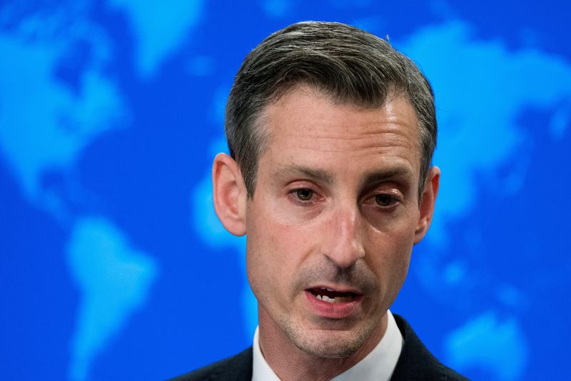 &copy; Reuters. FILE PHOTO: U.S. State Department spokesperson Ned Price speaks during a news conference in Washington, U.S. March 10, 2022. Manuel Balce Ceneta/Pool via REUTERS