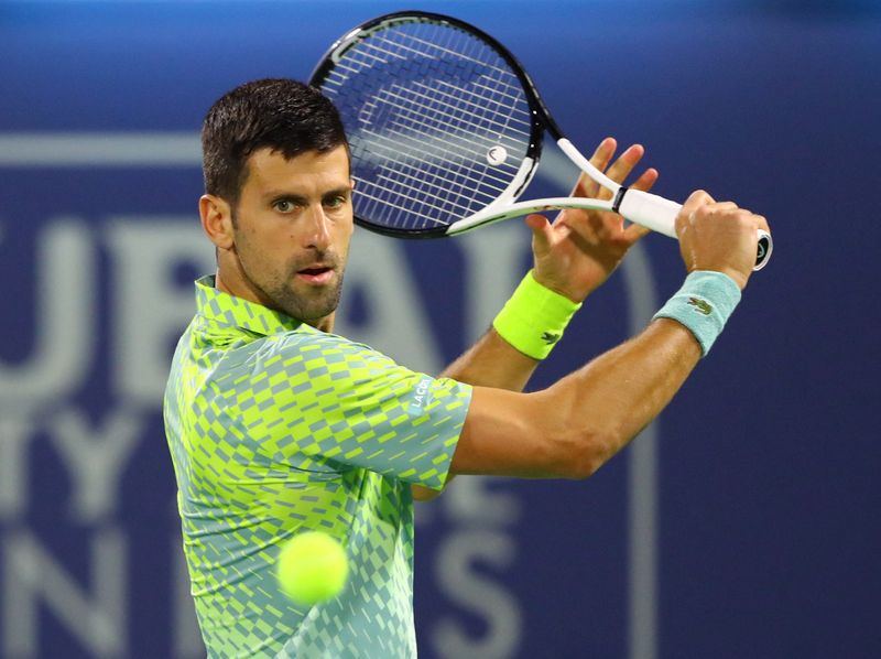 &copy; Reuters. Novak Djokovic durante partida em Dubai, Emirados Árabes Unidos
02/03/2023
REUTERS/Amr Alfiky