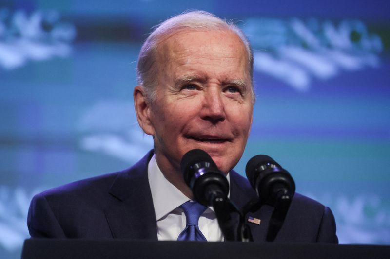 &copy; Reuters. FILE PHOTO: U.S. President Joe Biden addresses the National Association of Counties (NACo) Legislative Conference in Washington, U.S., February 14, 2023. REUTERS/Leah Millis