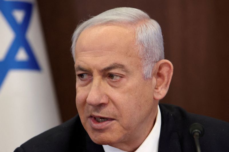 &copy; Reuters. رئيس الوزراء الإسرائيلي بنيامين نتنياهو خلال اجتماع الحكومة الأسبوعي بالقدس في الخامس من مارس آذار 2023. صورة لرويترز من ممثل لوكالات الأنبا
