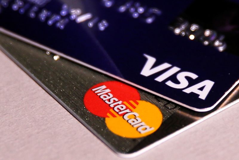 &copy; Reuters. FILE PHOTO: MasterCard and VISA credit cards are seen in this picture illustration taken June 9, 2016. This logo has been updated and is no longer in use.  REUTERS/Maxim Zmeyev/Illustration