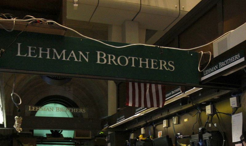 &copy; Reuters. FILE PHOTO: The Lehman Brothers booth on the trading floor of the New York Stock Exchange, is shown in this September 16, 2008 file photo. REUTERS/Brendan McDermid/Files