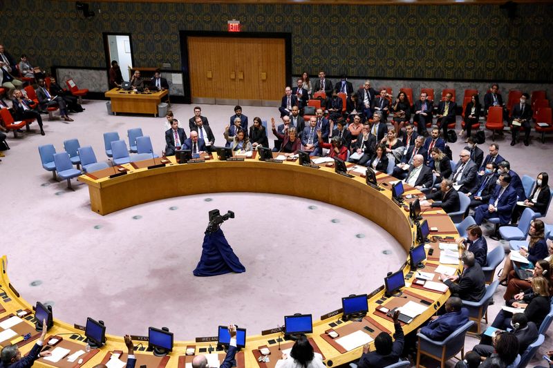 &copy; Reuters. أعضاء مجلس الأمن التابع للأمم المتحدة في مدينة نيويورك يوم 30 سبتمبر أيلول 2022. تصوير: آندرو كيلي - رويترز.
