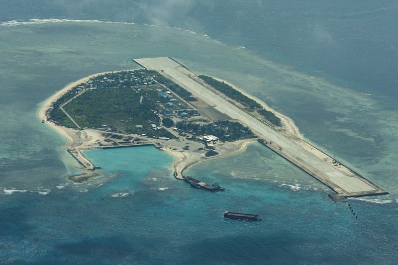 &copy; Reuters. An aerial view shows the Philippine-occupied Thitu Island, locally known as Pag-asa, in the contested Spratly Islands, South China Sea, March 9, 2023. REUTERS/Eloisa Lopez