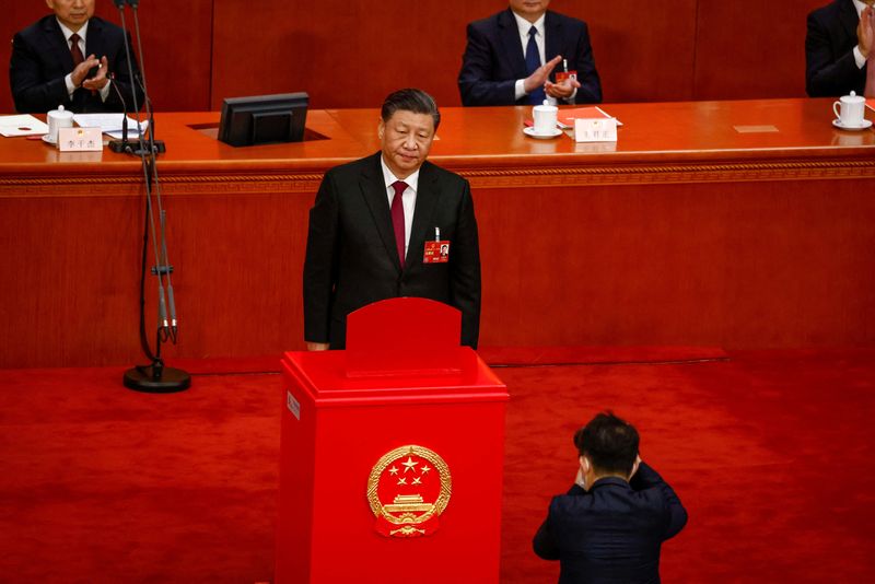 &copy; Reuters. Presidente da China, Xi Jinping, durante sessão plenária no Parlamento, em Pequim, China
10/03/2023
MARK R. CRISTINO/Pool via REUTERS