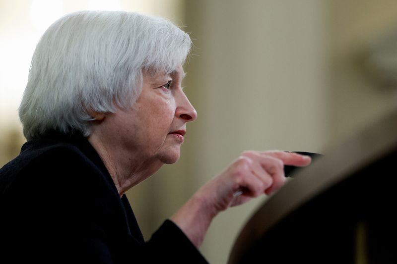 &copy; Reuters. U.S. Treasury Secretary Janet Yellen testifies before a U.S. House Ways and Means Committee hearing on President Joe Biden's fiscal year 2024 Budget Request on Capitol Hill in Washington, U.S., March 10, 2023. REUTERS/Evelyn Hockstein