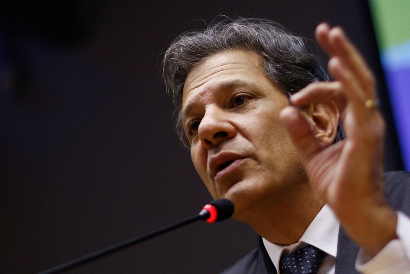 &copy; Reuters. FILE PHOTO: Brazil's Finance Minister Fernando Haddad speaks during a news conference in Brasilia, Brazil February 28, 2023. REUTERS/Adriano Machado