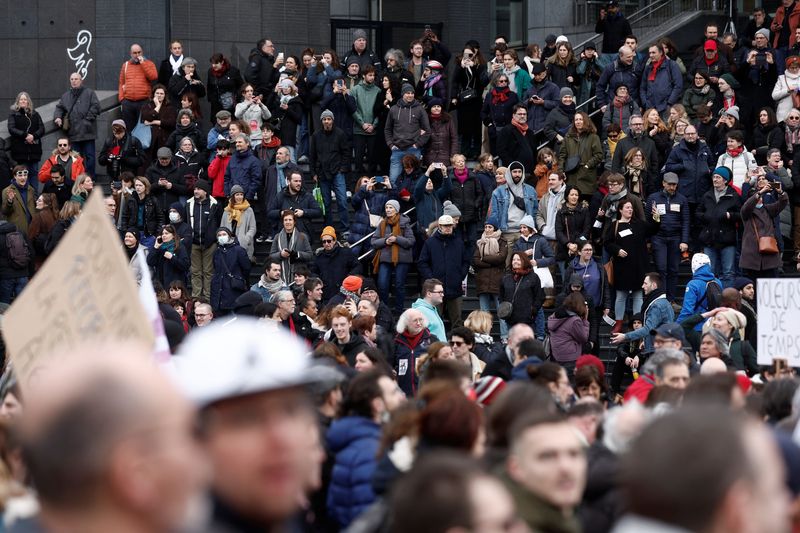 &copy; Reuters. People attend a march against the government's pension reform plan in Paris, France, March 11, 2023.  REUTERS/Benoit Tessier