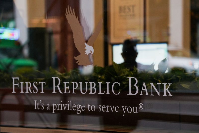 &copy; Reuters. A view of the First Republic Bank logo at the Park Avenue location, in New York City, U.S., March 10, 2023. REUTERS/David 'Dee' Delgado