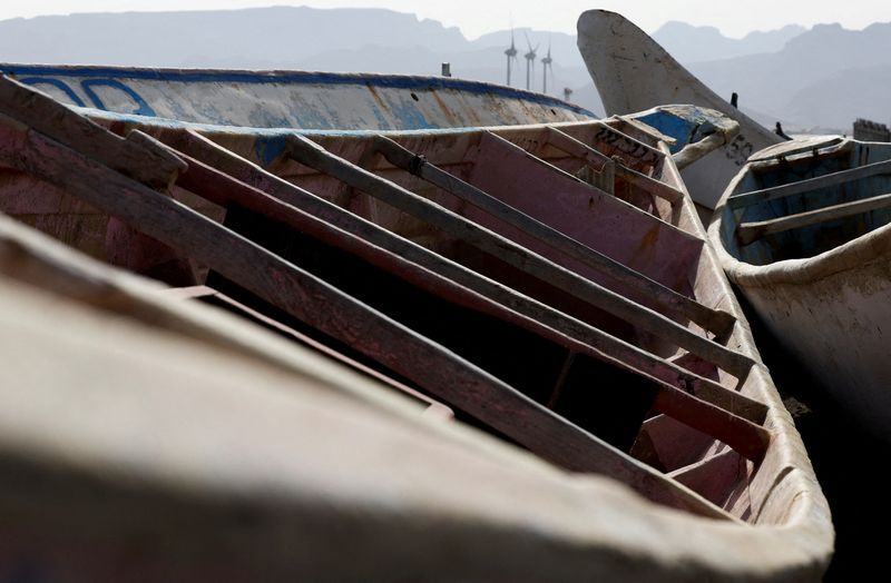 &copy; Reuters. Des bateaux en bois utilisés par les migrants, sur l'île de Gran Canaria, en Espagne. /Photo prise le 7 juin 2022/REUTERS/Borja Suarez