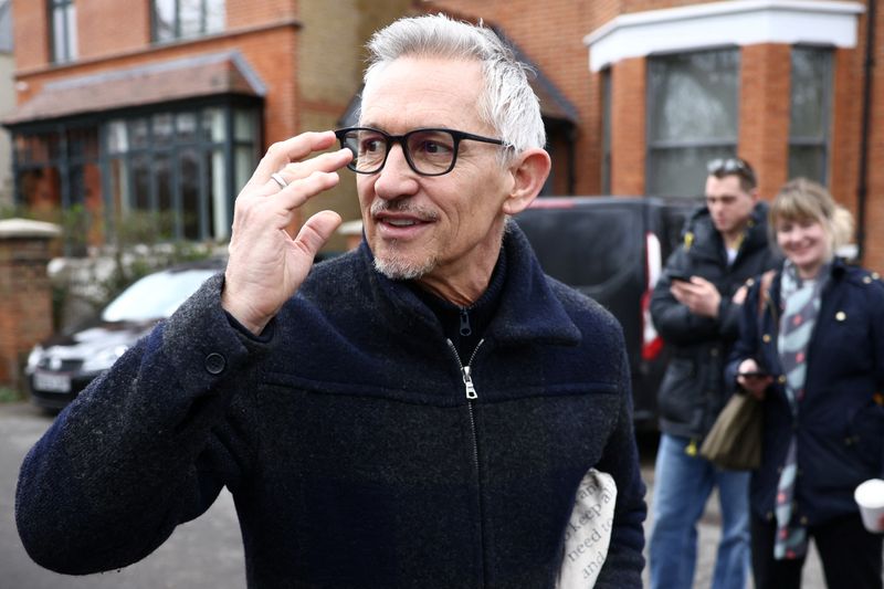 &copy; Reuters. Former British football player and BBC presenter Gary Lineker walks outside his home in London, Britain, March 12, 2023. REUTERS/Henry Nicholls