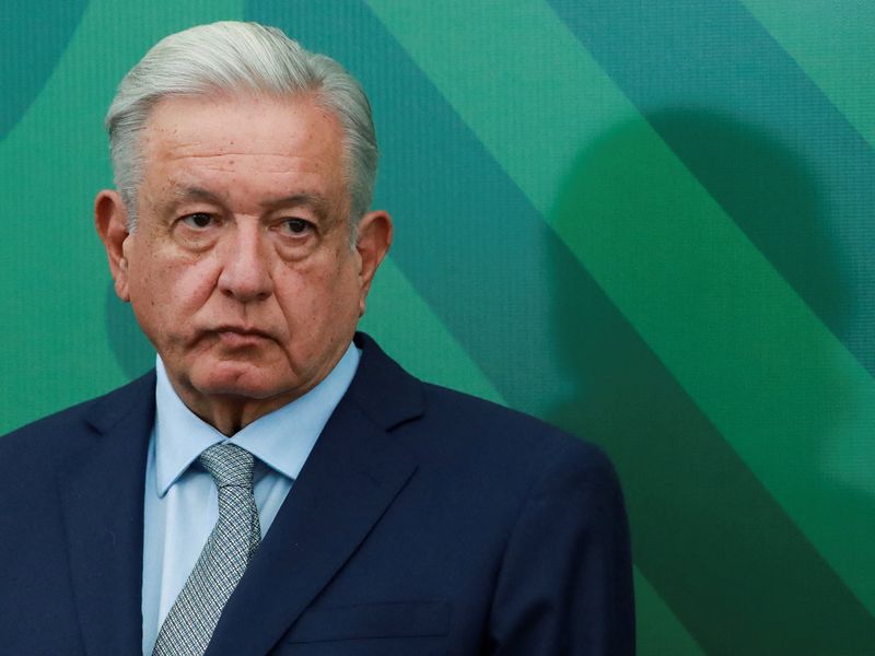 &copy; Reuters. FILE PHOTO: Mexico's President Andres Manuel Lopez Obrador attends a news conference at the Secretariat of Security and Civilian Protection in Mexico City, Mexico, March 9, 2023. REUTERS/Henry Romero