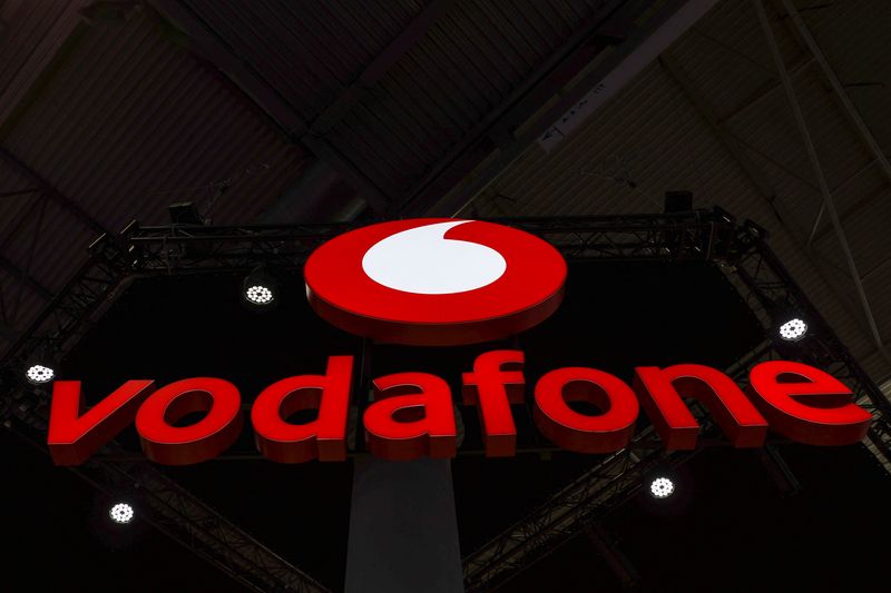 &copy; Reuters. FILE PHOTO: Vodafone's logo is displayed, during the GSMA's 2023 Mobile World Congress (MWC) in Barcelona, Spain March 1, 2023. REUTERS/Nacho Doce