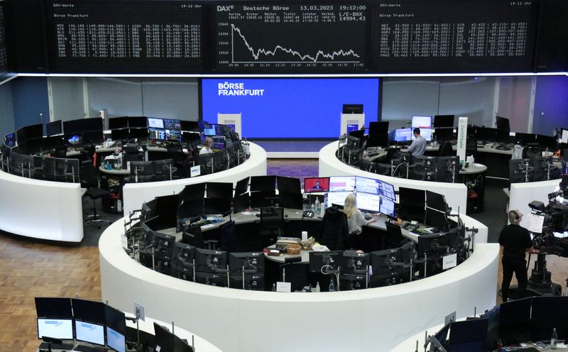 &copy; Reuters. The German share price index DAX graph is pictured at the stock exchange in Frankfurt, Germany, March 13, 2023.    REUTERS/Staff