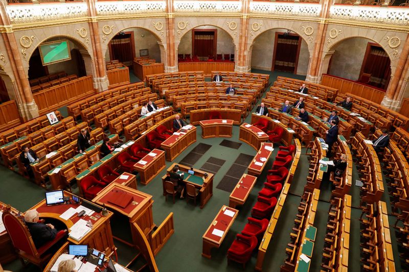 &copy; Reuters. A general view as the Hungarian parliament starts debating the ratification of Finland and Sweden's NATO membership in Budapest, Hungary, March 1, 2023. REUTERS/Bernadett Szabo/File Photo