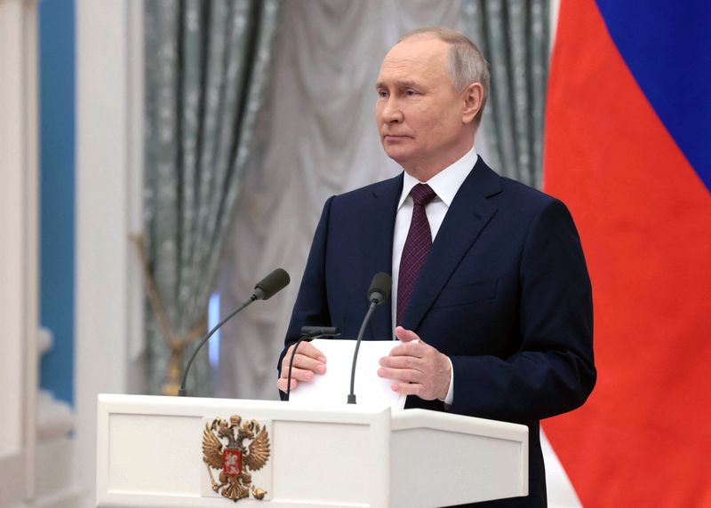 &copy; Reuters. Presidente russo, Vladimir Putin, durante cerimônia no Kremlin, em Moscou, Rússia
08/03/2023
Sputnik/Mikhail Metzel/Pool via REUTERS