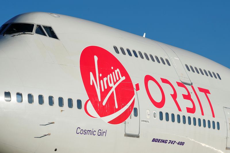 &copy; Reuters. FILE PHOTO: Richard Branson's Virgin Orbit,  prior to its takeoff on a key drop test of its high-altitude launch system for satellites from Mojave, California, U.S. July 10, 2019.       REUTERS/Mike Blake