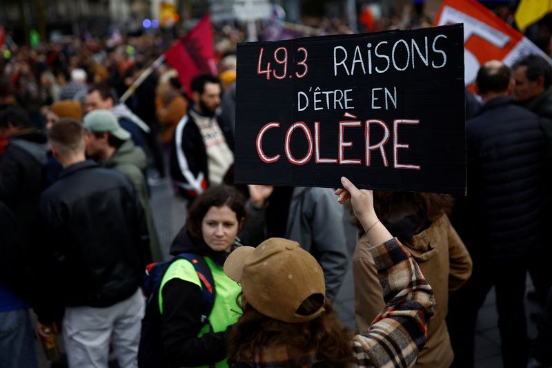 &copy; Reuters. Foto del jueves de una manifestación en Nantes contra la reforma de las pensiones en Francia 
Mar 16, 2023. 
REUTERS/Stephane Mahe