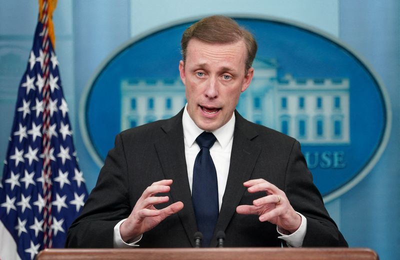&copy; Reuters. FILE PHOTO: U.S. White House national security adviser Jake Sullivan speaks at a press briefing at the White House in Washington, U.S., December 12, 2022. REUTERS/Kevin Lamarque
