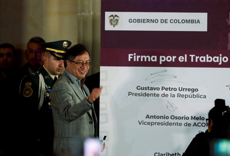 &copy; Reuters. Colombia's President Gustavo Petro is pictured on the day of a presentation of the labor reform that his government wants to carry out, in Bogota, Colombia March 16, 2023. REUTERS/Luisa Gonzalez