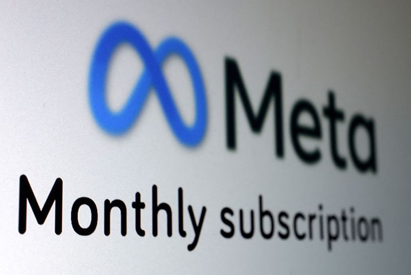 © Reuters. FILE PHOTO: The Meta logo and the words 