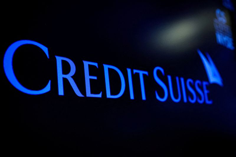 &copy; Reuters. FILE PHOTO: The Credit Suisse logo is displayed on a screen on the floor of the New York Stock Exchange (NYSE) in New York City, U.S., March 16, 2023.  REUTERS/Brendan McDermid