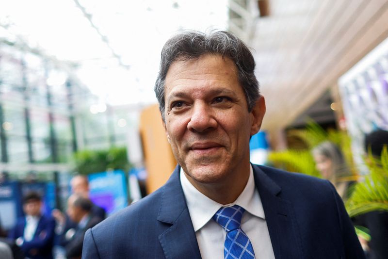 &copy; Reuters. FILE PHOTO: Brazil's Finance Minister Fernando Haddad attends a meeting with mayors in Brasilia, Brazil March 13, 2023. REUTERS/Adriano Machado