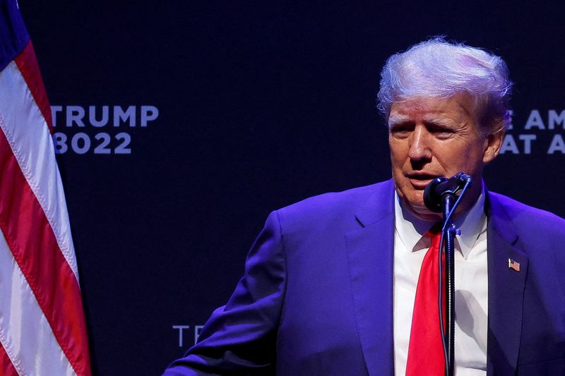 &copy; Reuters. FILE PHOTO: Former U.S. President Donald Trump delivers remarks on education as he holds a campaign rally with supporters, in Davenport, Iowa, U.S. March 13, 2023. REUTERS/Jonathan Ernst