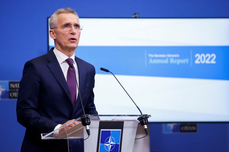 &copy; Reuters. NATO Secretary-General Jens Stoltenberg holds a news conference to present NATO's annual report for 2022, in Brussels, Belgium March 21, 2023. REUTERS/Johanna Geron