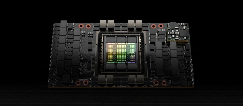 © Reuters. FILE PHOTO: H100, Nvidia's latest GPU optimized to handle large artificial intelligence models used to create text, computer code, images, video or audio is seen in this photo.
