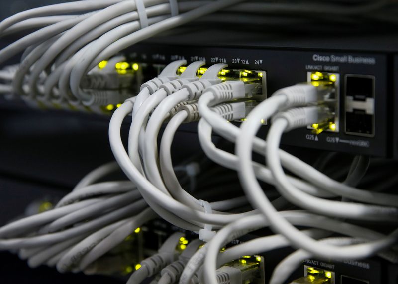 &copy; Reuters. FILE PHOTO: Ethernet cables used for internet connection are seen at the headquarters of the Wnet internet service provider in Kiev, Ukraine July 26, 2017. Picture taken July 26, 2017.  REUTERS/Valentyn Ogirenko