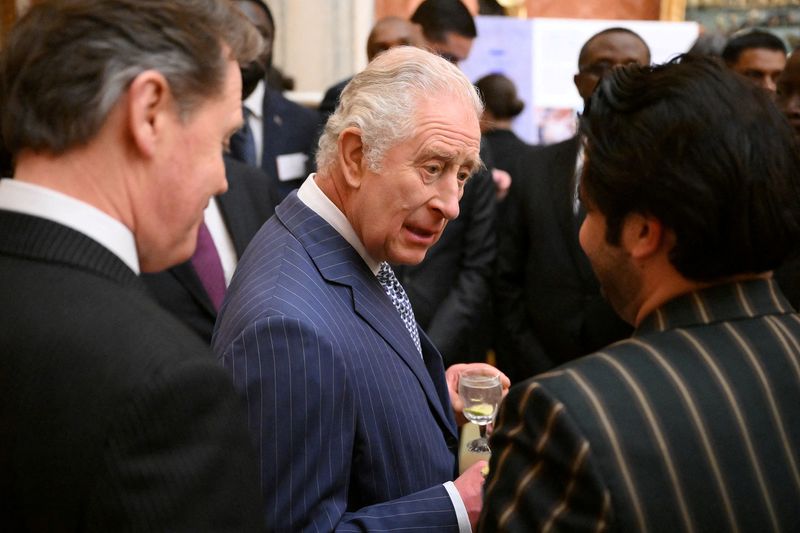 &copy; Reuters. Photo d'archives de le roi Charles de Grande-Bretagne au palais de Buckingham. /Photo prise le 13 mars 2023 à Londres, en Grande-Bretagne/REUTERS/Daniel Leal 