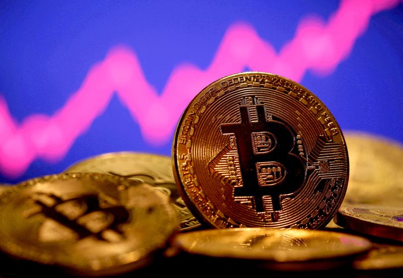 &copy; Reuters. FILE PHOTO: A representation of virtual currency Bitcoin is seen in front of a stock graph in this illustration taken January 8, 2021. REUTERS/Dado Ruvic/File Photo/File Photo