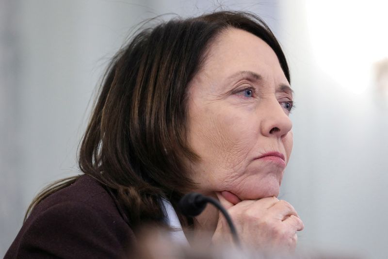 &copy; Reuters. FILE PHOTO: Chairwoman Senator Maria Cantwell (D-WA) listens during a Senate Committee on Commerce, Science and Transportation hearing entitled "Strengthening Airline Operations and Consumer Protections,"  focusing on the holiday meltdown, that forced Sou