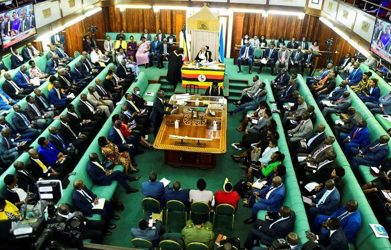 &copy; Reuters. Ugandan legislators participate in the debate of the Anti-Homosexuality bill, which proposes tough new penalties for same-sex relations during a sitting at the Parliament building in Kampala, Uganda March 21, 2023. REUTERS/Abubaker Lubowa