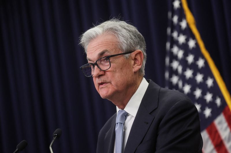 &copy; Reuters. U.S. Federal Reserve Board Chair Jerome Powell holds a news conference after the Fed raised interest rates by a quarter of a percentage point following a two-day meeting of the Federal Open Market Committee (FOMC) on interest rate policy in Washington, U.