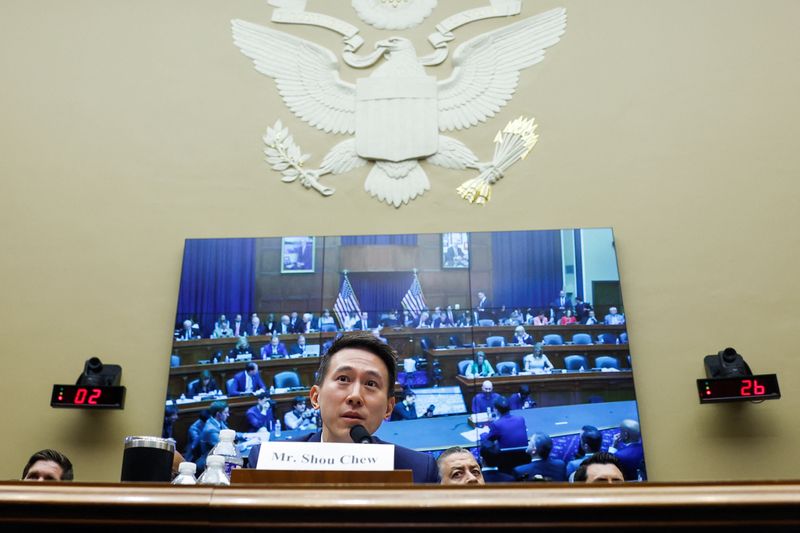 &copy; Reuters. TikTok Chief Executive Shou Zi Chew testifies before a House Energy and Commerce Committee hearing entitled "TikTok: How Congress can Safeguard American Data Privacy and Protect Children from Online Harms," as lawmakers scrutinize the Chinese-owned video-