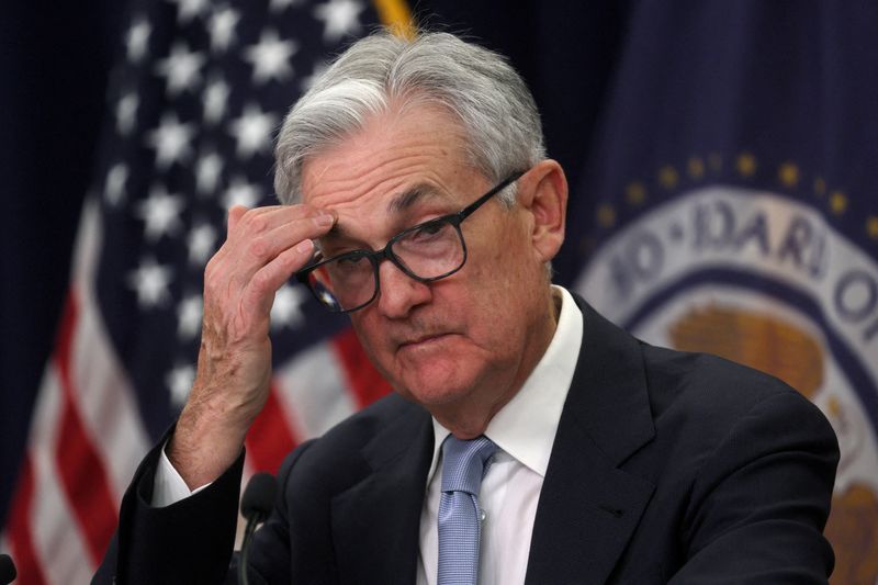 © Reuters. FILE PHOTO: Federal Reserve Board Chair Jerome Powell holds a news conference after the Fed raised interest rates by a quarter of a percentage point following a two-day meeting of the Federal Open Market Committee (FOMC) on interest rate policy in Washington, U.S., March 22, 2023. REUTERS/Leah Millis/File Photo