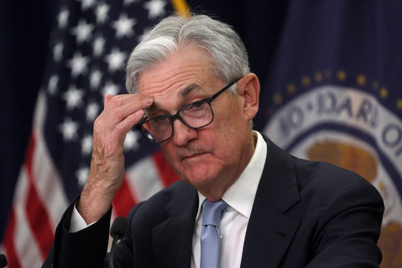 &copy; Reuters. FILE PHOTO: Federal Reserve Board Chair Jerome Powell holds a news conference after the Fed raised interest rates by a quarter of a percentage point following a two-day meeting of the Federal Open Market Committee (FOMC) on interest rate policy in Washing