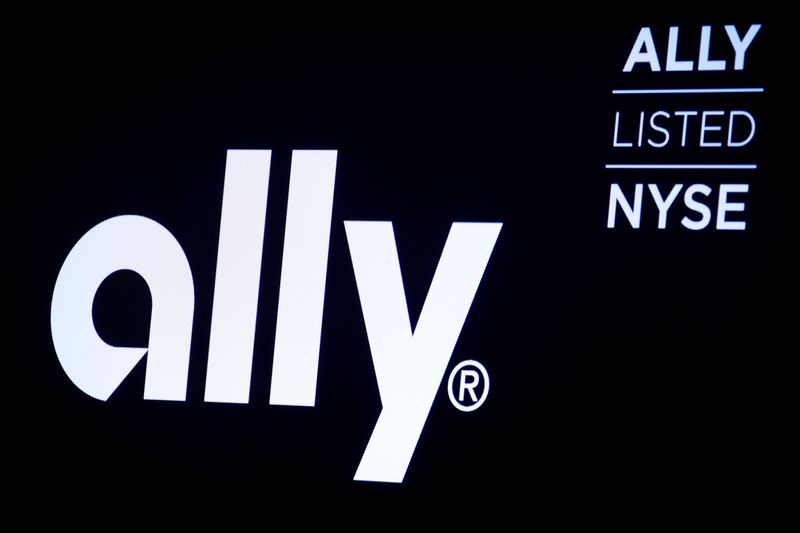 &copy; Reuters. The logo and trading information for Ally Financial Inc appear on a screen on the floor at the New York Stock Exchange (NYSE) in New York, U.S., April 24, 2019. REUTERS/Brendan McDermid