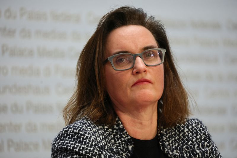 © Reuters. FILE PHOTO: Chair of the Board of Swiss Financial Market Supervisory Authority (FINMA), Marlene Amstad attends a news conference on Credit Suisse after UBS takeover offer, in Bern, Switzerland, March 19, 2023. REUTERS/Denis Balibouse