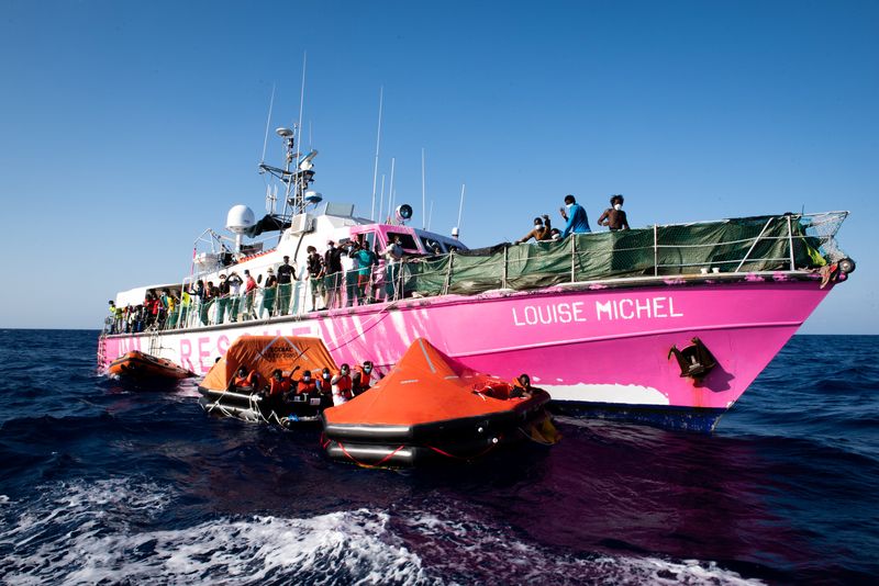 &copy; Reuters. FILE PHOTO: The MV Louise Michel, a migrants search and rescue ship operating in the Mediterranean sea and financed by British street artist Banksy, is seen at sea, August 29, 2020. Picture taken August, 29, 2020. Chris Grodotzki/Sea-Watch.org Handout via