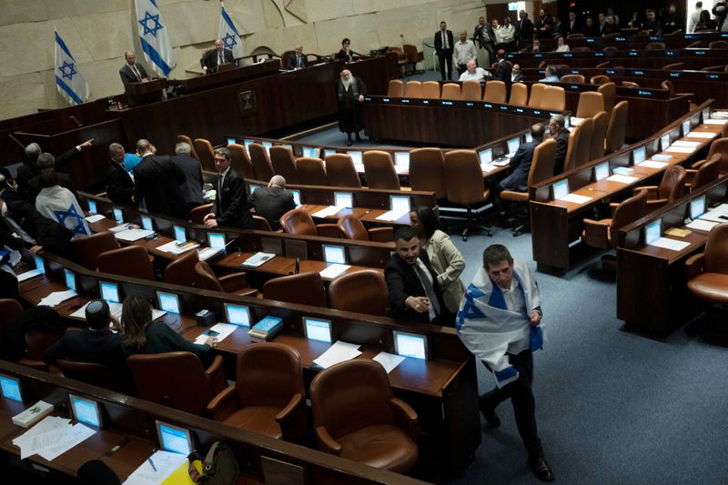 © Reuters. جلسة للبرلمان الإسرائيلي الكنيست في القدس يوم 20 فبراير شباط 2023. صورة لرويترز من ممثل لوكالات الأنباء.