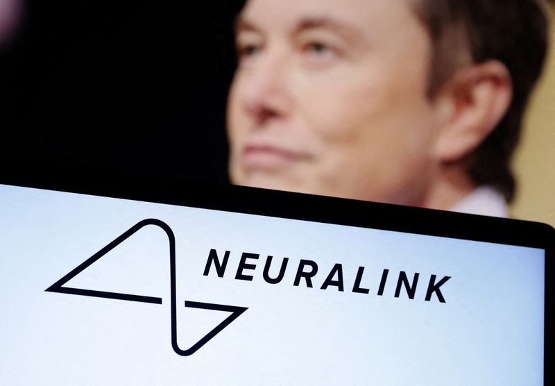 &copy; Reuters. FILE PHOTO: Neuralink logo and Elon Musk photo are seen in this illustration taken, December 19, 2022. REUTERS/Dado Ruvic/Illustration/
