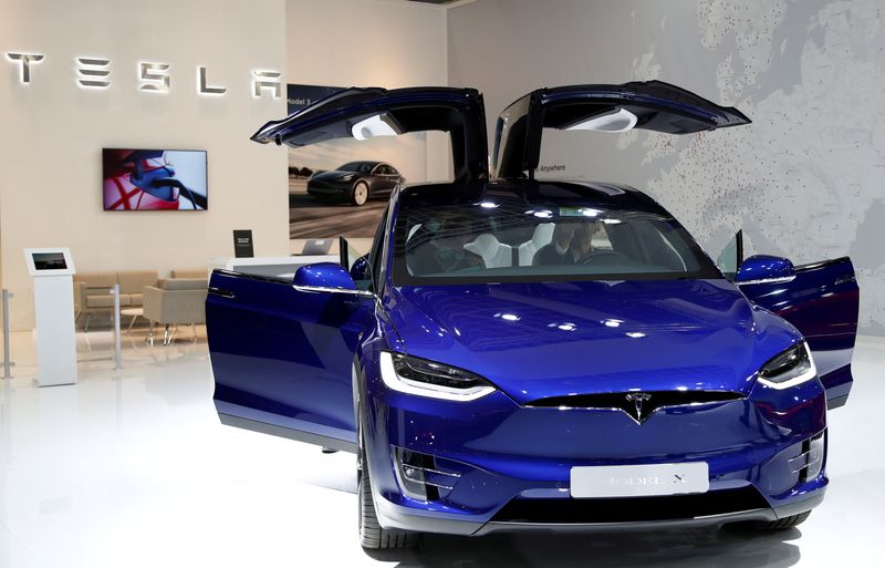 &copy; Reuters. FILE PHOTO: A Tesla Model X electric car is seen at the Brussels Motor Show, Belgium, January 9, 2020. REUTERS/Francois Lenoir