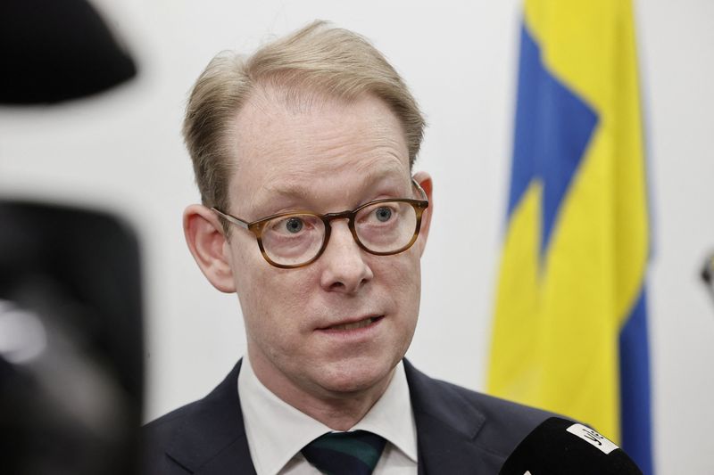 &copy; Reuters. 　３月２９日、スウェーデン外務省は、ＮＡＴＯ加盟申請手続きへの「介入の試み」を巡って、ロシア大使を呼んで抗議すると表明した。写真はビルストロム外相。２月にフィンランド・エ