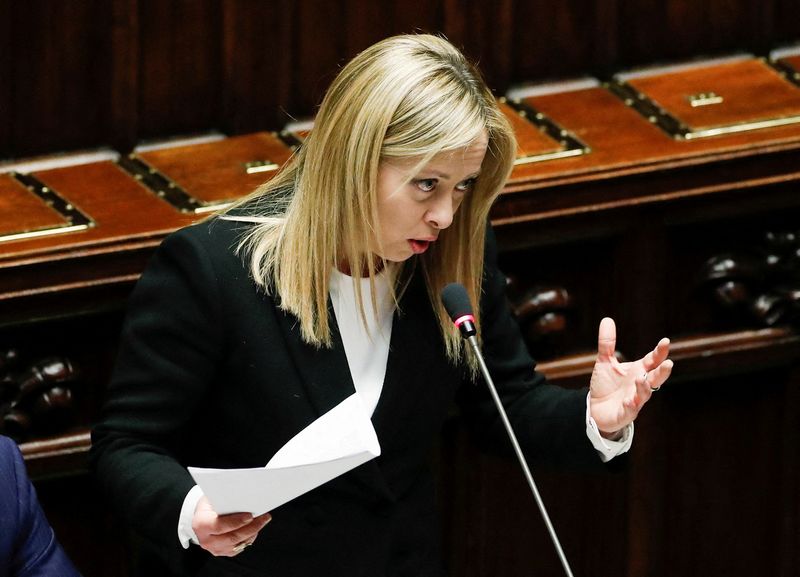 &copy; Reuters. FILE PHOTO: Italy's Prime Minister Giorgia Meloni attends a question time at the lower house of parliament in Rome, Italy March 15, 2023. REUTERS/Remo Casilli
