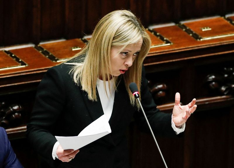 &copy; Reuters. Foto de archivo de la Primera Ministra de Italia Giorgia Meloni en el Parlamento