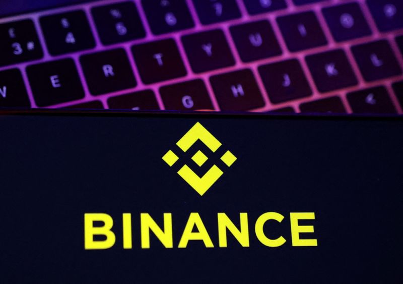 © Reuters. FILE PHOTO: Smartphone with displayed Binance logo is placed on keyboard in this illustration taken, November 8, 2022. REUTERS/Dado Ruvic/Illustration